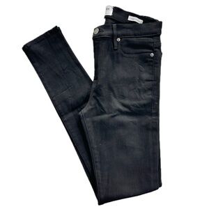 FRAME DENIM LONG Jeggings True Skinny Jeans Jagger in Noir Black TALL 31 x 32 In